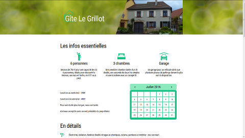 Site internet du gîte Le Grillot